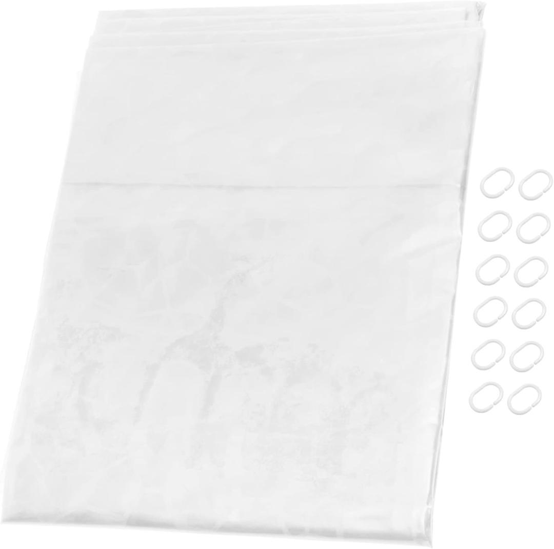 Bath Shower Curtain Thickened Mil Transparent Liner Decorative Curtain for Bathroom Easy to (White)