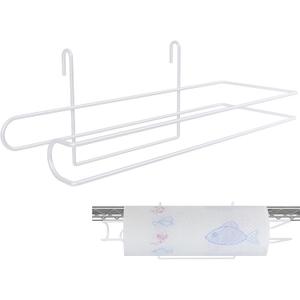 Paper Towel Holder for Wire Shelving 5'' D x 12'' W x 4.5'' H Hanging Paper Towel Holder Wire Shelf Accessories for Camp Dorm Laundry Room Stove Kitchen (White)