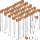 Thyle Glass Test Tubes with Cork Clear Stoppers Round Bottom Lab Test Alcohol Tampons Glass Tubes Container Vials for Plants Scientific Experiments Candy Storage Party Favors (50pcs,15 * 100mm/13ml)