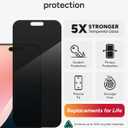 ZAGG Glass Elite Privacy Screen Protector for iPhone 16 Pro - 2-Way Privacy Filter, Ultra-Strong Tempered Glass, 5X Stronger, Smudge-Free, Easy Install, InvisibleShield, Recycled Content