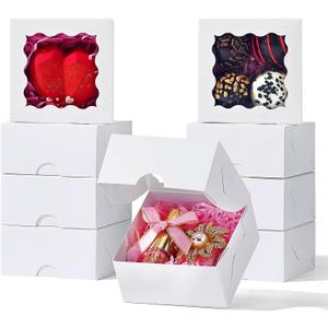 RomanticBaking 3x3x1.5Inches 50PCS Homemade Soap Boxes with Window Chocolate Covered Strawberries,Cookie,Chocolate truffle Boxes