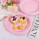 WELLIFE Pink Plastic Plates 10 Inch -150 Count for Party, Disposable Plastic Party Plates for Valentine's Day Easter Mother's Day Baby Shower Dinner Dessert Cake Light Pink