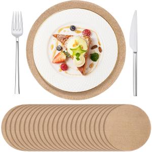 24 Pack Round Burlap Placemats, 11.8 Jute Rustic Table Placemats Bulk for Charger Plates, Burlap Circle Table Mats for Dining Table, Brown Charger Place Mat for Wedding Dinner Holiday Farmhouse Decor