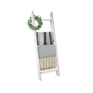 Honest Blanket Ladders for The Living Room, 5-Tier Blanket Holder, Wall-Leaning Blanket Rack, Ladder Shelves, Wooden Quilt Ladder, Farmhouse Decor, White