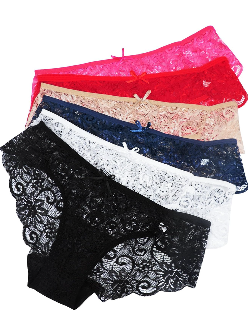 Sunm Boutique Sexy Lace Women's Underwear, Cheeky Panties for Women, Seamless Bikini for Ladies 4 Packs XXL