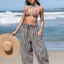 TARSE Womens Linen Wide Leg Pants Casual Loose Drawstring Summer 2026 Beach Travel Vacation Palazzo Harem Pants with Pockets (M)