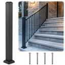 Aluminum Railing Deck Post Kit 3 x 3 x 39 Include 1 Pcs Porch Deck Railing Fence Post Handrail 4 Pcs Expansion Screws Made with Heavy Duty Powder Coated, Rust-proof, Fit 36 Height(Black)