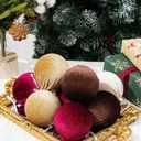 12 Pcs Velvet Christmas Ornaments Balls, 3.15 inch Velvet Christmas Tree Balls, Neutral Shatterproof Hanging Xmas Ornaments for Christmas Tree,Family, Holiday, Party Decoration, Red Coffee