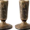 Handcrafted Black Gold Taper Candle Holders Set of 2 Cast Iron Candlesticks for Weddings Dining Table Centerpiece Parties Timeless Vintage Home Decor