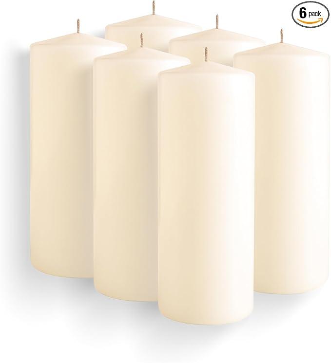 Simply Soson Ivory Pillar Candles 2.5x6 Set of 6, Unscented Bulk Pack | Ivory 2.5x6 pillar candles, set of 6, unscented for weddings, home décor, events, and elegant ambient lighting.