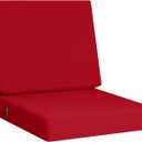 idee-home Outdoor Cushions for Patio Furniture, Outdoor Seat Cushion, Waterproof Couch Hampton Bay Deep Seat Replacement Chair Cushions for Garden Lawn Backyard Deck, 24 x 26 Red