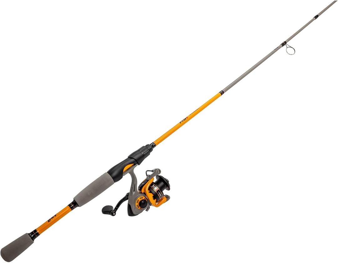 Lews Hypersonic Spinning Reel and Fishing Rod Combo, IM6 Graphite Rod with Fast Action, 3+1 Bearings, 5.1:1 Gear Ratio, Speed Lube, Orange/Gray (7'0")