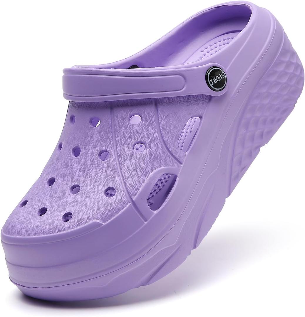 SECHRITE Womens Platform Clogs Garden Shoes with Strap Waterproof Slip On Slides Beach Pool Sandals Summer Mules Home Slippers Water Shoes Purple 42 SECHRITE Womens Platform Clogs Garden Shoes with Strap Waterproof Slip On Slides Beach Pool Sandals Summer Mules Home Slippers Water Shoes Purple 42