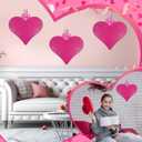 2 x RattanView 3 Pcs Valentines Door Decorations Valentines Heart Door Hanger Ornaments Rose Red Glitter Heart Shaped Wooden Hanging Sign 11 x 12 Inch for Home Wall Porch Wedding Birthday Wreath Crafts