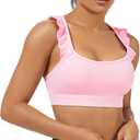 TDCQZY Women's Sports Bras Ruffled Y Back Padded Racerback Supportive Workout Yoga Bra (X-Large, Pink)