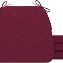 AAAAAcessories D-Shaped Chair Cushions, 2" Thick Dining Chair Pads with Ties and Removable, Machine-Washable Cover, 17" x 16", Set of 4, Wine Red