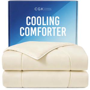Cooling Comforter Full/Queen Size - Cooling Blanket for Hot Sleepers & Night Sweats - Summer Comforter for Full & Queen Size Beds - Soft, Cozy, Breathable Cold Blanket for Sleeping - 90x90 (Off White)