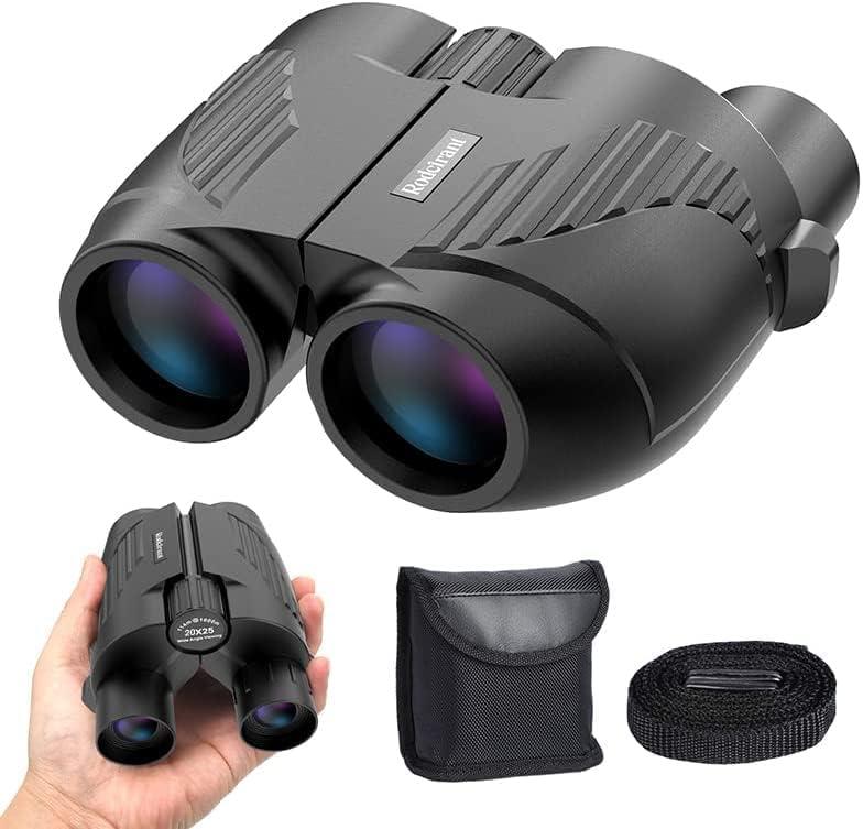 20X25 Compact Binoculars for Adults,Large Eyepiece Waterproof BinocularEasy Focus Small Binoculars for Bird Watching,Hiking and Concert, Black