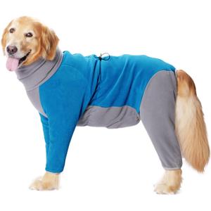 Dog Winter Coat for Large Medium Small Dogs, Warm Fleece High Collar Full Body Dog Jumpsuit Comfortable Onesie Apparel (Blue, 7X-Large) (7XL(Reference Weight 100-138 lbs))