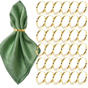 50 Pcs Gold Napkin Rings Bulk, Exquisite Round Napkin Ring Buckles, Suitable for Family Dinners, Weddings, Holiday Parties