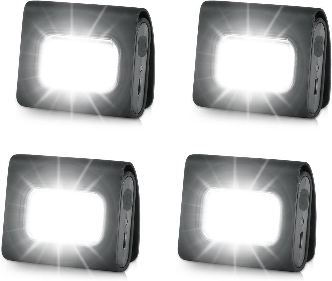 Running Lights 4 Pack Safety Jogging LED Light for Runners and Joggers High Visibility Reflective Running Gear with USB Charging Line and Strong Magnetic Clip for Night Running Walking Hiking