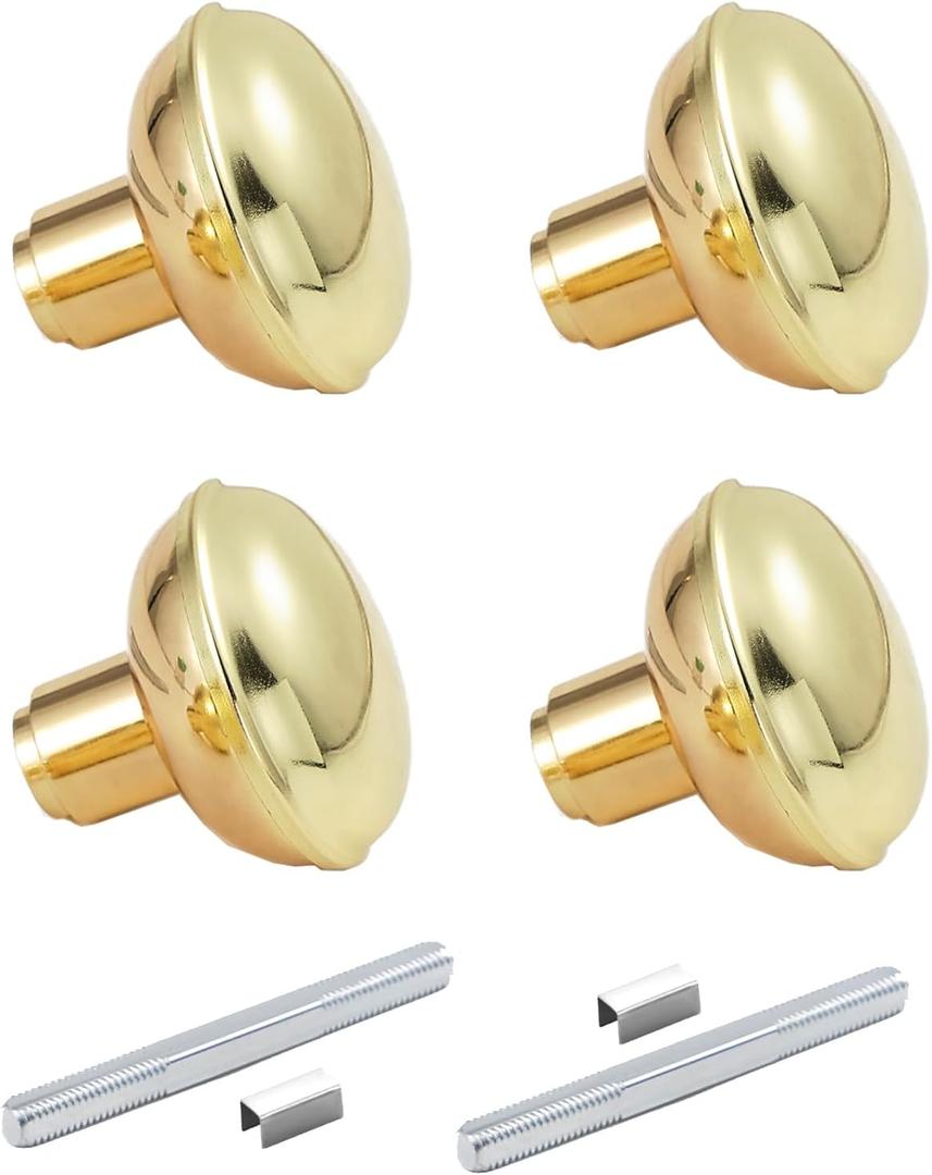 2 Pack Intieror Gold Door Knob Set with Spindle, Old Style Door Knobs Replacement Set for Mortise Lock Interior Doors, Polished Brass