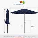 9FT Solar Umbrella 32 LED Lighted Patio Umbrella Table Market Umbrella w/Tilt and Crank, UV-Resistant Outdoor Umbrella for Pool, Garden, Deck, Navy Blue