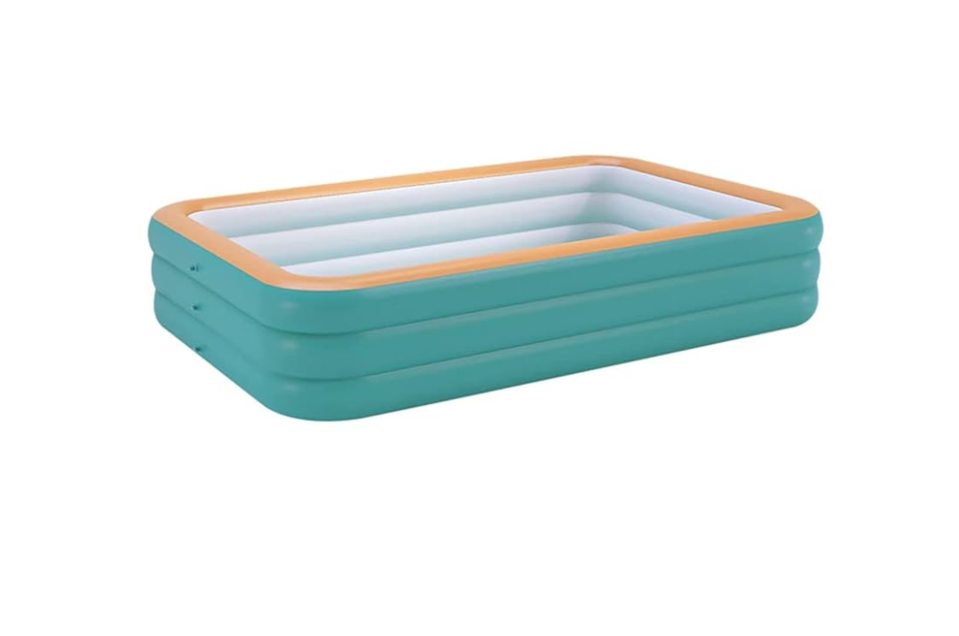 YUEWO Inflatable Swimming Pool Family Full-Sized Kiddie Blow Up Pool for Toddlers, Kids & Adults Above Ground Lounge Pool for Garden, Backyard Water Party (2.6m/3layer, Green)