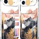 for iPhone 17 Air Case - Clear Mountain View | Wallet Phone Cases with Card Holder for Women Cute Design, Transparent Cool Kawaii Protective