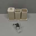 ZCCZ Beige Bathroom Accessory Sets, 4 Pieces Bathroom Accessories Complete Set Vanity Countertop Accessory Set, Includes Lotion Dispenser Soap Pump, Tumbler, Toothbrush Holder and Tray