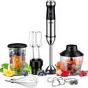 GDOR 6-in-1 Immersion Hand Blender, 1000W Scratch Resistance Handheld Blender with 20-Speed & Turbo Mode, Powerful Hand Mixer with Dough Hooks, Egg Beaters, Whisk, Beaker, Chopper and Titanium Blades