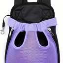 Pet Dog Carrier Backpack, Portable Breathable Mesh Chest Carrier, Polyester Woven Double Shoulder Pet Bag for Outdoor Adventures (Purple, Small)