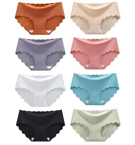Demifill Teen Girls Seamless Underwear Tagless No Show Panties for Teens Pack of 8 Size 13-14 Years Mixed Color