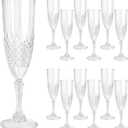 12 Pcs Plastic Champagne Flutes,White Champagne Glasses Bulk, Made of Durable Plastic Material Can be Used for Weddings, Everyday Fun Parties and More!