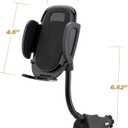 Scosche Universal 12V Car Phone Mount with USB Charger, Phone Holder with Cigarette Lighter Adapter for 12V Socket Plug-In, Flexible Gooseneck, Adjustable Cradle for iPhone & Android Cell Phones