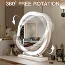 ROLOVE 13 Inch Vanity Mirror with Lights, Round Make Up Mirror with Lighting, LED Mirror Makeup Mirror with Lights for Bedroom Tabletop, Smart Touch Control, 360 Rotation (White)