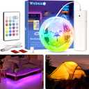 WOBANE Rechargeable LED Strip Light, 2000mAH Battery Powered Color Changing Strip Lights, 6.56ft RGB Rope Lighting with Remote, Suitable for Party,Shelf,Sofa,Desk,Game,Holiday,Indoor Decoration