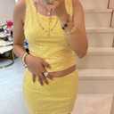 Woman Sparkly Sequin Two Piece Skirt Outfits Summer Sleeveless Cami Crop Top Sexy Bodycon Mini Skirt Sets (Yellow, L)
