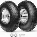 10-Inch Solid Replacement Tire and Wheel 4.10/3.50-4" - Flat Free Tires for Cart, Dolly, Hand Truck, Generator, Lawnmower, Garden Wagon with 5/8 Axle Bore Hole - Double Sealed Bearings (2 Pack)