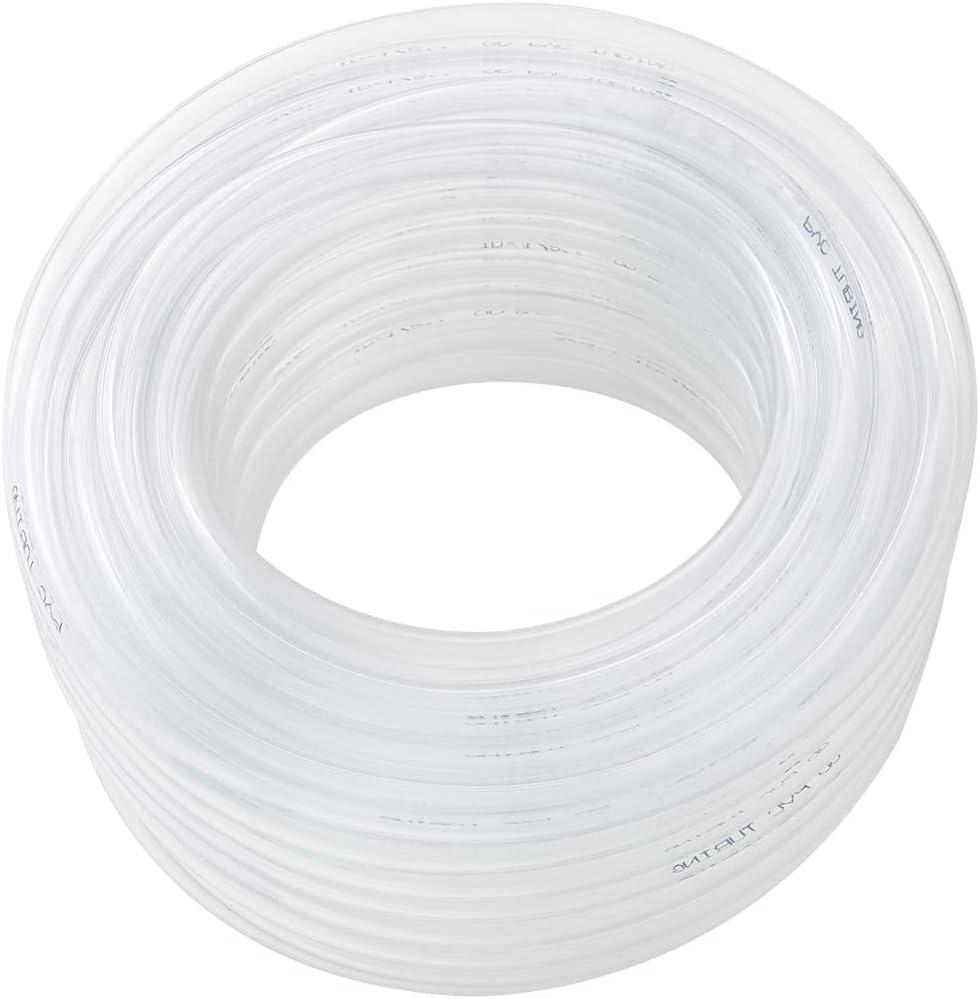 DAVCO 1/4" ID x 50ft Clear Vinyl Tubing, Low Pressure Flexible PVC Tubing, Heavy Duty UV Chemical Resistant Lightweight Plastic Vinyl Hose, BPA Free and Non Toxic