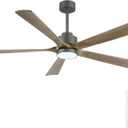 52" Modern Ceiling Fan with Light and Remote Control, 5 Solid Wood Blades 6-Speed Noiseless Reversible DC Motor, Ceiling Fan for Kitchen Dinning Living Room, Charcoal Finish with Wood Blades