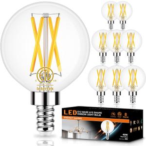 winshine Candelabra LED Light Bulbs E12 Base, 40Watt Equivalent, 4000K Natural Daylight, Dimmable Chandelier Light Bulbs Small Base, Round Light Bulbs for Ceiling Fan, 120V, CRI85+, 400LM, 8 Pack