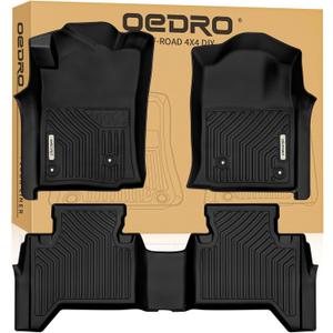OEDRO Floor Mats Fit for Toyota Tacoma Double Cab 2005-2015, TPE All Weather Custom Fit Tacoma Car Mats, Front & 2nd Seat 2 Row Floor Liner Set, Black