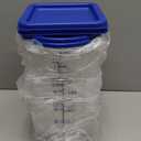 4 Pcs Food Storage Container with Lids Set 4 Qt Square and Round Clear PC Commercial Containers with Scale Handle for Home Restaurant Kitchen Food Storage, Dough Rise, Flour (Blue)