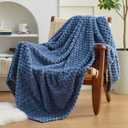 EXQ Home Fleece Throw Blanket for Couch or Bed - 3D Imitation Turtle Shell Jacquard Decorative Blankets - Cozy Soft Lightweight Fuzzy Flannel Blanket Suitable for All Seasons(50"60",Dark Blue)
