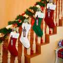 XIMISHOP 6PACK Christmas Stockings,18Inches Large Cable Knitted Stocking Personalized Xmas Hanging Stocking Decorations with Name Tags for Holiday Christmas Party Family Decor, Green Red White