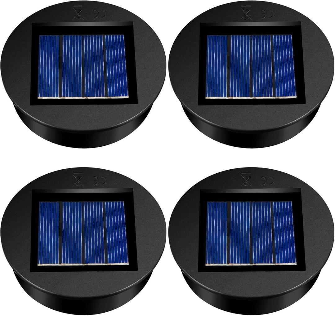 4 Pieces Replacement Solar Light Tops Outdoor Hanging Lantern Solar Light Parts Round Waterproof Decorative for Outdoor Hanging Lanterns, Warm (3.15 Inch in Diameter)