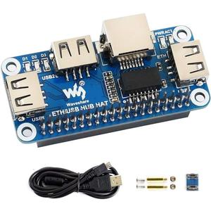 Ethernet/USB HUB HAT Expansion Board for Raspberry Pi 4 B/3 B+/3 B/2 B/Zero/Zero W /2 W/Zero WH/2WH, with 1 RJ45 10/100M Ethernet Port, 3 USB Ports Compatible with USB2.0/1.1