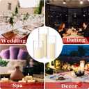 Shihanee Set of 6 Pillar Candles with Glass Cylinder Vases Clear Cylinder Hurricane Candleholders for Slim Tall Pillar Candles Wedding Table Centerpieces(2.6'' X 4.7'', 5.9'', 7.9'',Ivory)