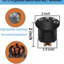 4 x Ignition Switch with Key 4-Position 7-Terminals Compatible with Husqvarna CraftsMan John Deere MTD Murray Riding Lawn Mower 175566 175442 163968 532175566 925-1741 GY20074 94762 Black